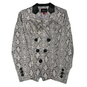 SPY Snake Skin‎ Print Faux Leather Collar Blazer Button Jacket - Size 3
